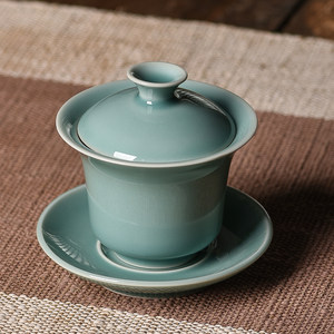 青瓷三才盖碗泡茶功夫茶具家用