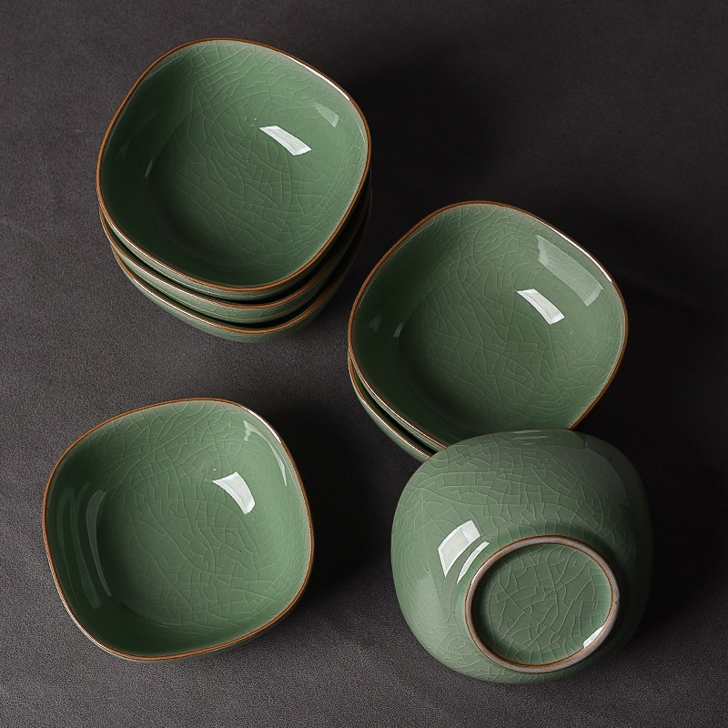 青瓷米饭碗陶瓷家用碗中式4.5英寸四方碗纯色简约龙泉小碗冰裂纹,餐饮具,碗,淘宝优惠券,粉丝福利购,淘宝优惠卷