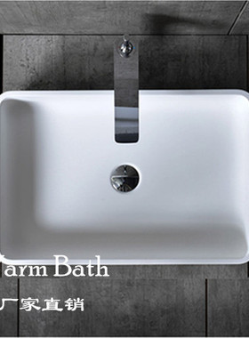 人造石台上盆无孔家用尺寸定制陶瓷亮光小户型卫生间洗面盆简约