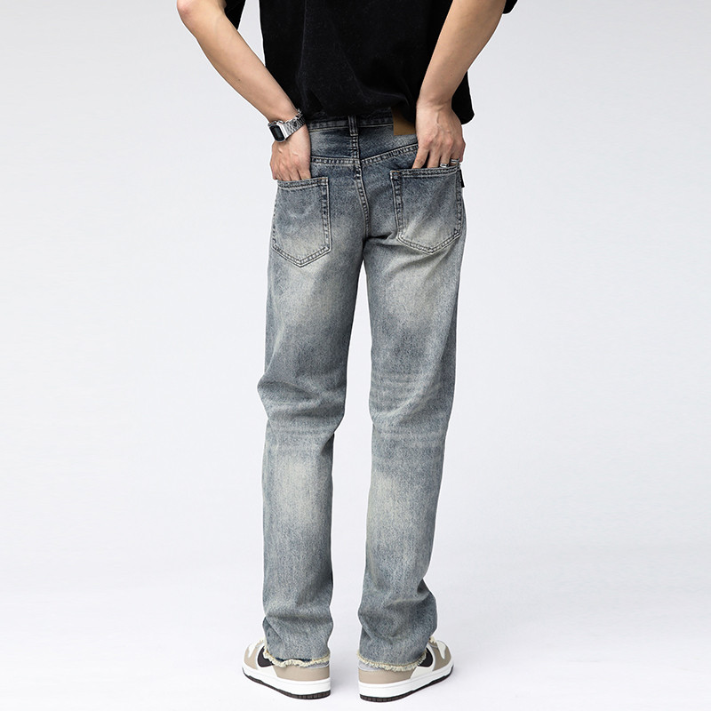 WUYAN ZUS BROKEN SHOP 2024 일본 봄 여름 찢어진 청바지 레트로 블루 캐주얼 바지 루즈 스트레이트 레그 와이드 레그 팬츠