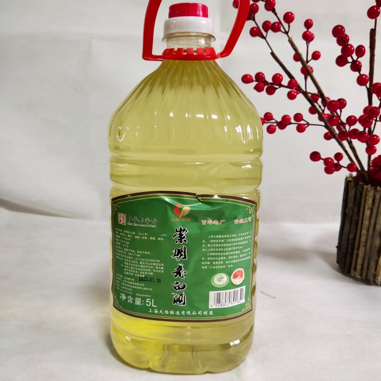 中华老字号大陆公鸡牌崇明老白酒自酿糯米酒爽口不甜型13度5L桶装