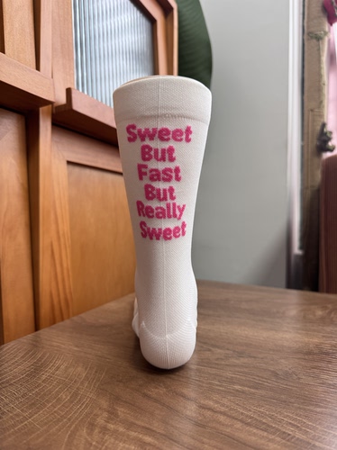 Sweet but fast骑行袜速干透气白色长筒小腿袜运动袜