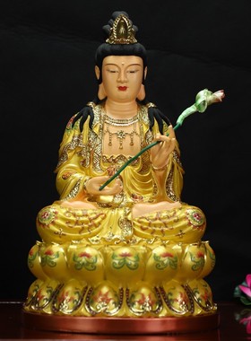 16寸佛堂树脂极彩坐全莲大势至菩萨摩诃萨大精进西方三圣佛像摆件