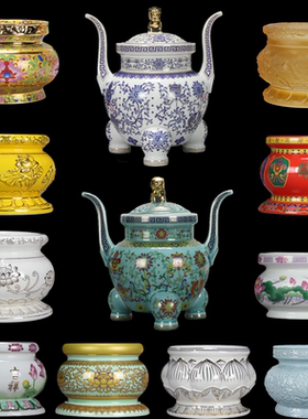 中式风浮雕香炉摆件佛具