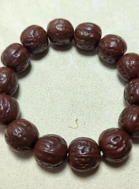 老核桃秋子边度同尺15.5MM盘玩8年以上酱紫色了手串