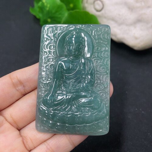 翡翠天然A货大日如来吊坠坠子63*5.5MM
