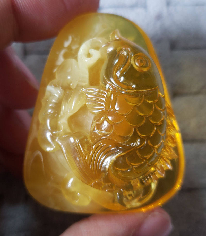 白花蜡白蜡 蜜蜡  吊坠坠子雕件 23.1克 54.5MM