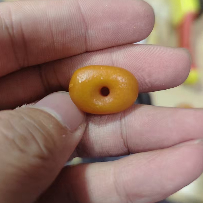 蜜蜡橘皮纹漂亮老蜜蜡造型鼓珠饼子墩子扣子21.5*12MM2.4克M3