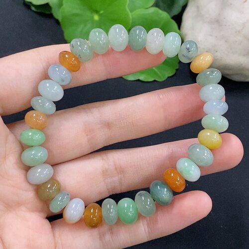 翡翠天然A货算盘珠多宝隔片手串9MM左右