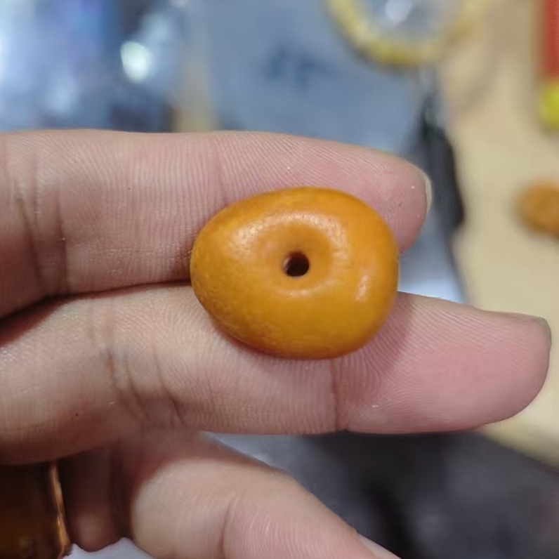 蜜蜡橘皮纹漂亮老蜜蜡造型鼓珠饼子墩子扣子23.5*9.5MM2.4克M4