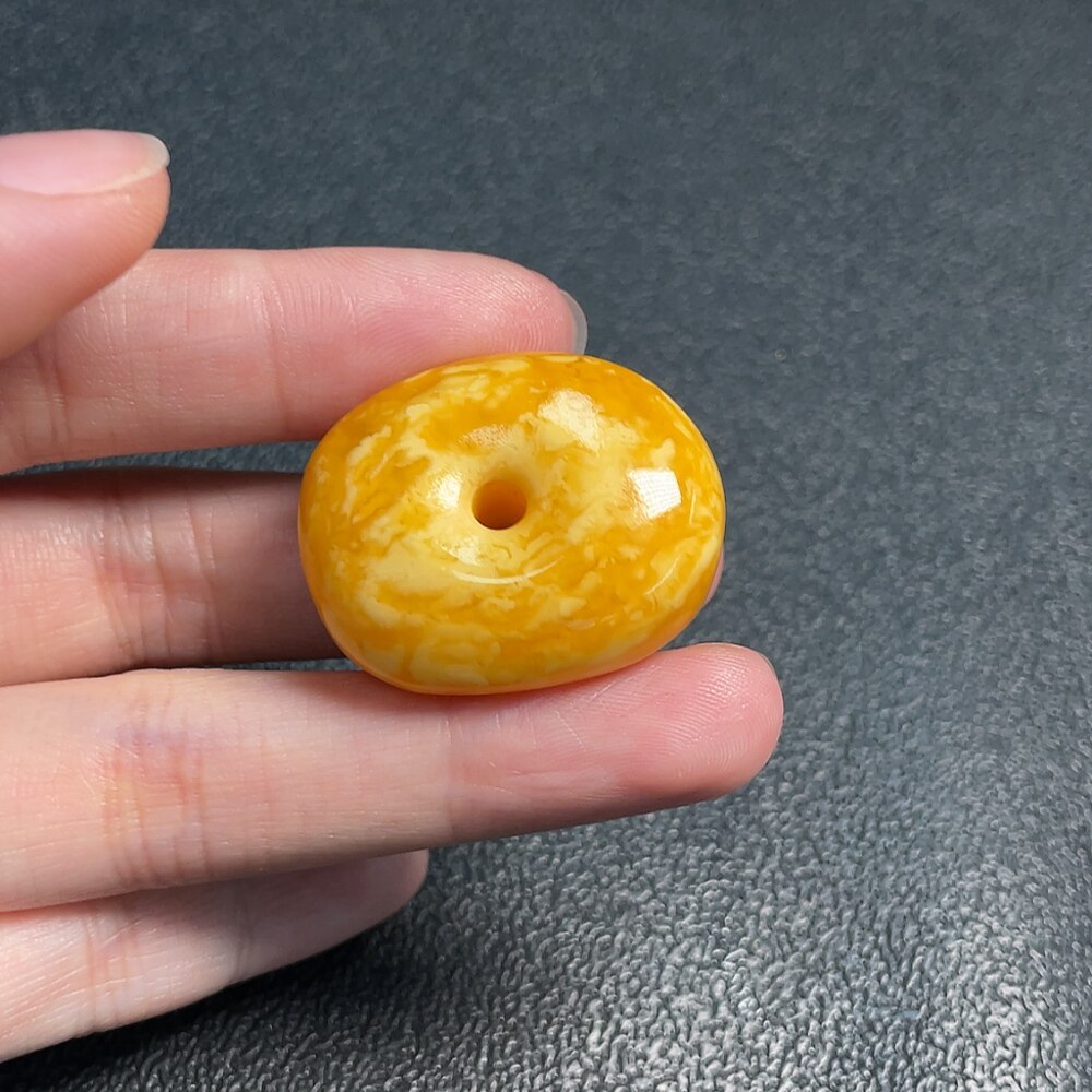 蜜蜡欧洲回流天然白蜡老氧化饼子7.8克31.5*15.5MM