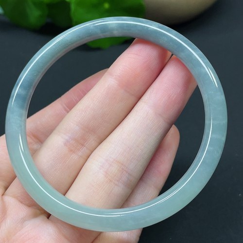 翡翠天然A货手镯镯子双色半山半水圈口55MM