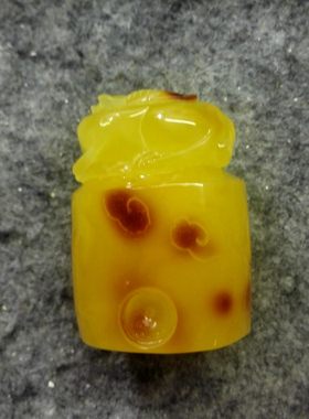 蜜蜡 章料 印章 17.12克 38高*27*24MM 信