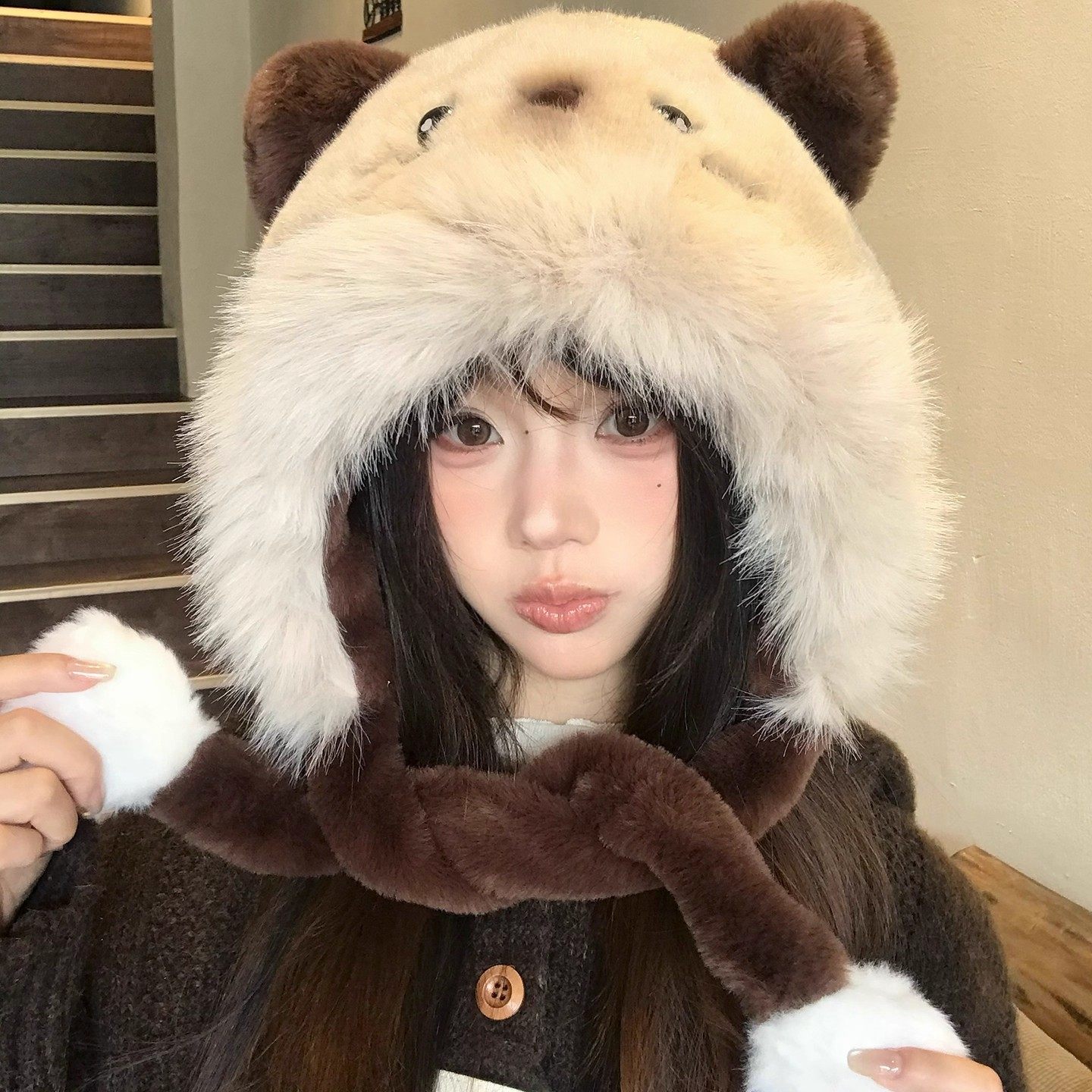 可爱小猫动毛绒帽子女款冬季加厚保暖防寒显小小众护耳雷锋帽,童装/婴儿装/亲子装,帽子,淘宝优惠券,粉丝福利购,淘宝优惠卷