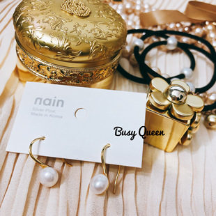 韩国进口东大门简约珍珠少女心韩剧同款耳钉耳环925银防过敏