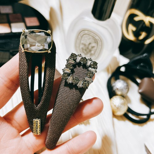 韩国进口东大门小香风名媛锆石巴洛克宝石发夹边夹刘海夹