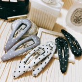 韩国进口东大门波点少女心韩剧同款 撞色夏日绸缎碎发夹边夹刘海夹