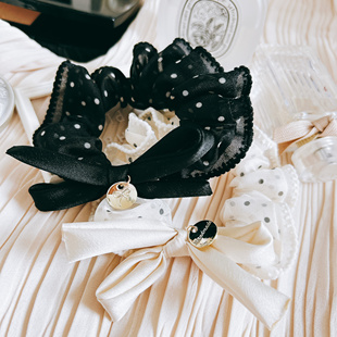 韩国进口小香风东大门波点蕾丝欧根纱少女心大肠发圈皮筋头绳