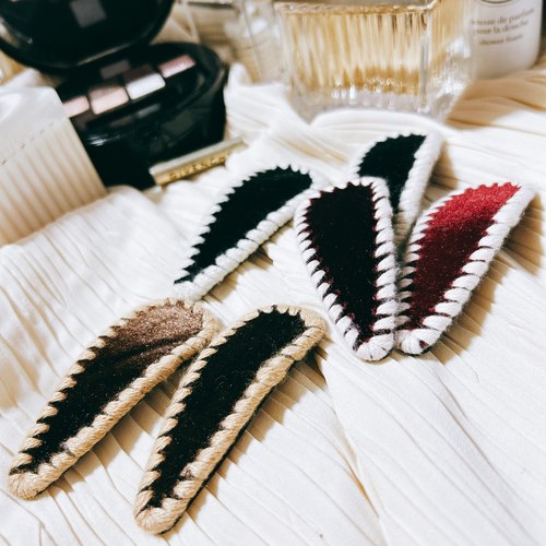 韩国进口东大门小香风撞色丝绒名媛韩剧同款复古发夹边夹刘海夹