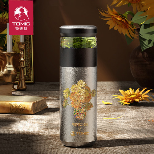 特美刻纯钛保温杯朱炳仁铜联名茶水分离泡茶杯大容量钛杯520ml