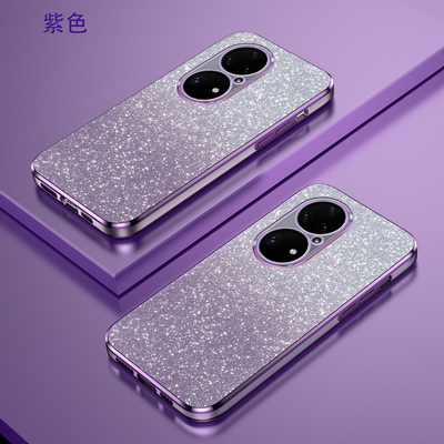 华为P60Pro渐变闪粉手机壳高端时尚适用p50高级感新款可爱曲屏创意mate60超薄软壳40pro/30防摔奢华商务保护