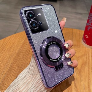 适用vivoIQOO12手机壳磁吸支架IQOO11全包边防摔iqoo10pro透明硅胶软壳iqoo9超薄商务男女新款高级感iqoo8