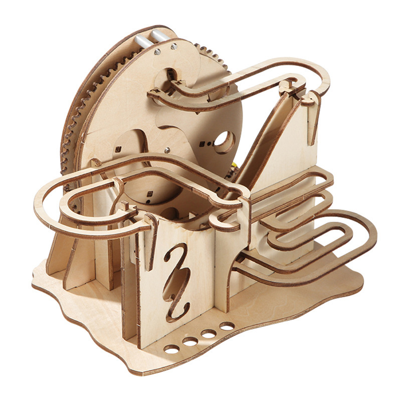 龙脊过山车拼装模型3d立体木质拼图玩具滚珠解压桌面工艺品摆件