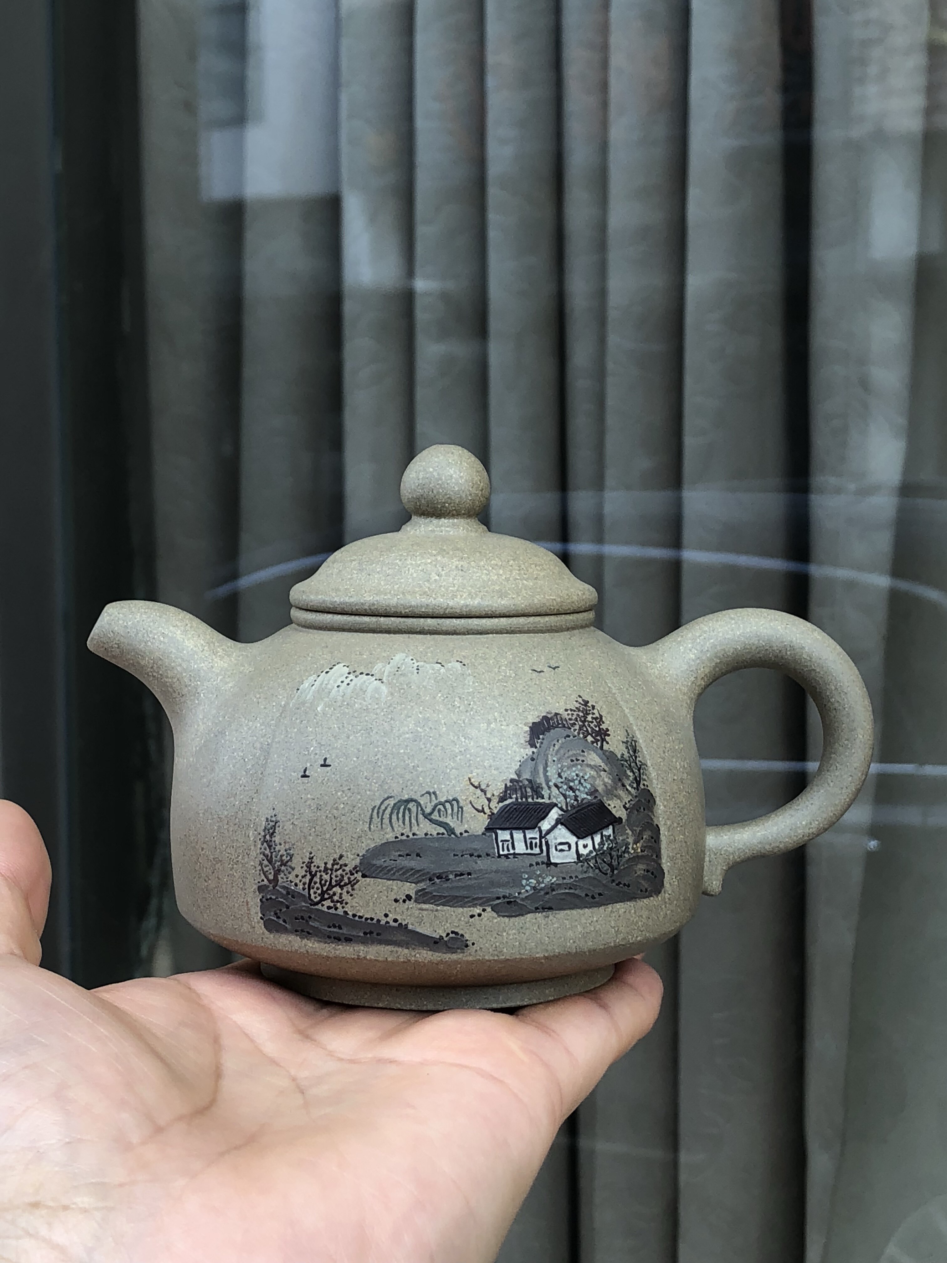 宜兴紫砂名家王平全手工原矿茶壶茶具家用 泥绘瓜棱壶 正品包邮