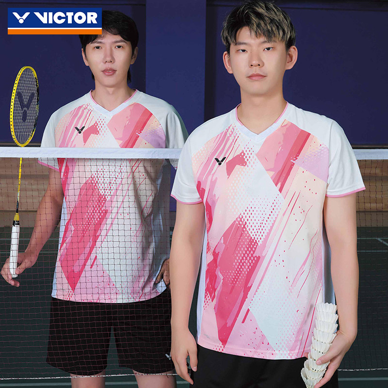 VICTOR威克多羽毛球服男女款吸汗速干舒适T-61014运动T恤T-60014 - 实物图
