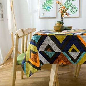 北欧时尚现代简约几何风餐桌桌布茶几布盖布圆桌方桌防尘桌布布艺