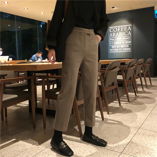 Real price ~woolen pleated 9 cent suit casual pants