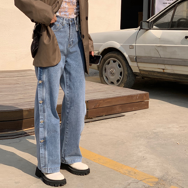 High Waist Wide Leg loose straight jeans pants