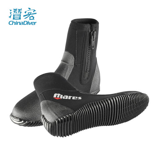 Mares5mm潜水鞋男女款高帮厚底