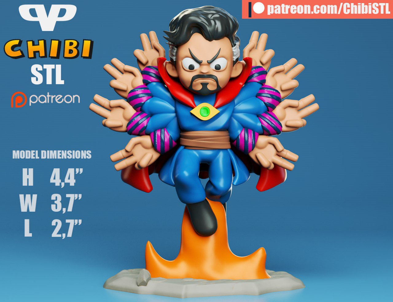 Q版奇异博士Dr. Strange 3D打印模型stl数据文件