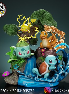 《宝可梦》关都地区御三家 Kiba版 已分件 3D模型Stl文件