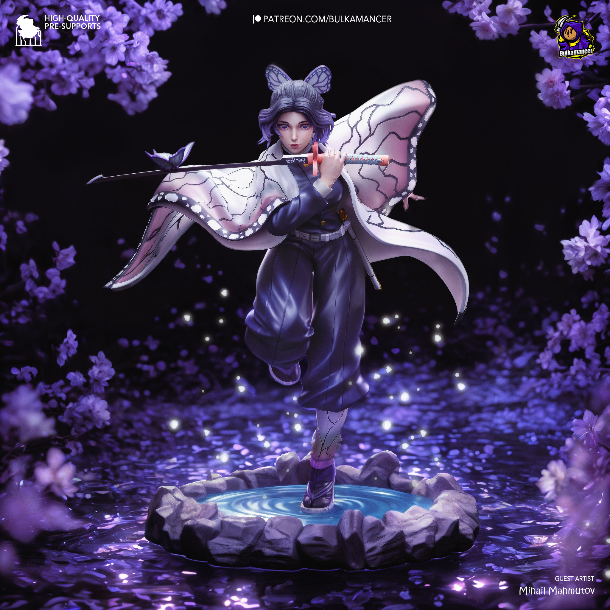 《鬼灭之刃》蝴蝶忍(含支撑)Bulkamancer版 已分件 3D模型Stl文件