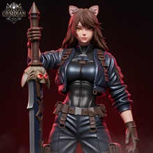 猫战士女孩 Obsidian版 未分件 3D模型Stl文件