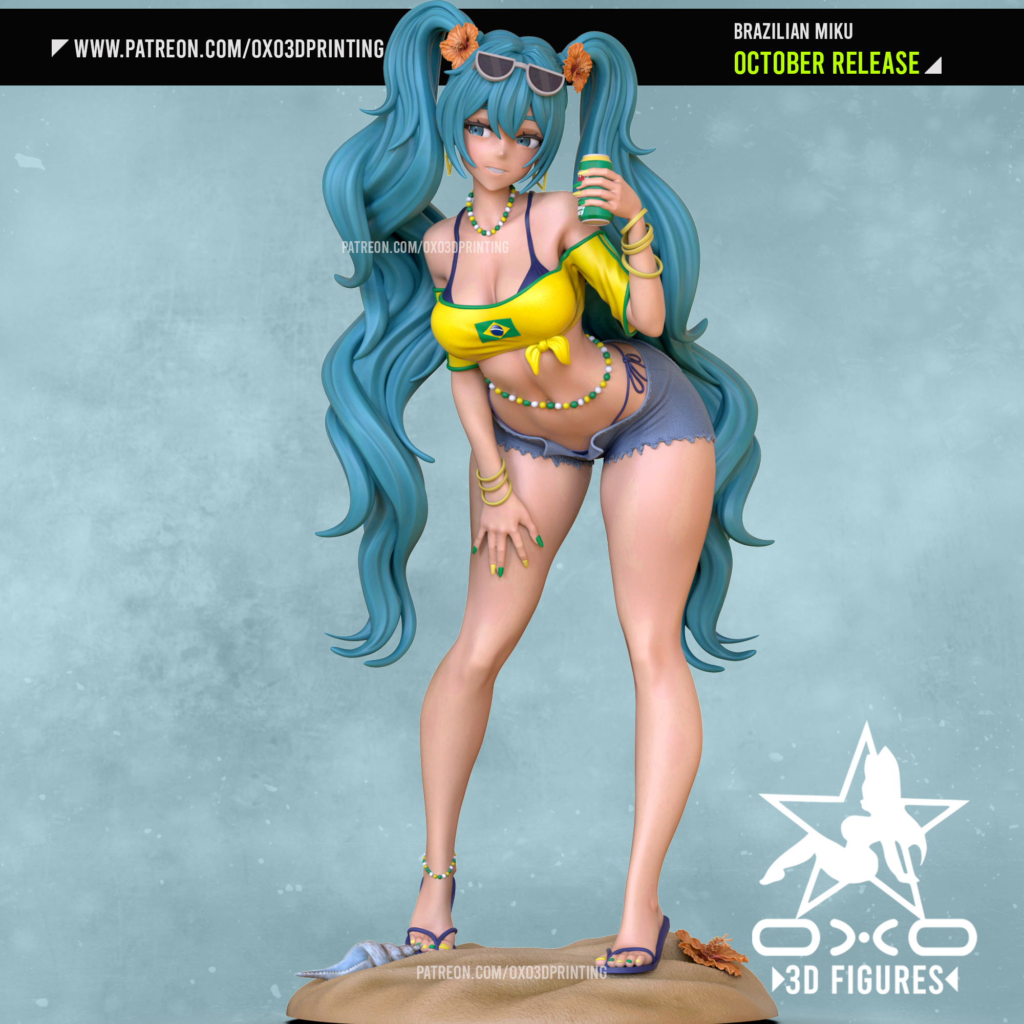 巴西初音 -初音未来 OXO3D版 已分件 3D模型Stl文件