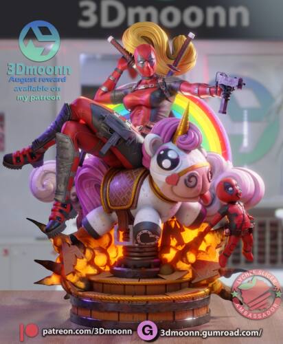 漫威漫画旗下人物 死侍女(含支撑) 已分件 3D模型Stl文件