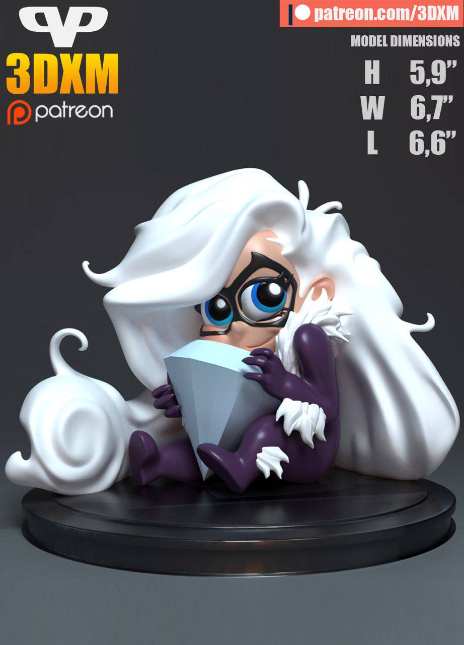q版猫女black cat 3d打印模型stl数据文件