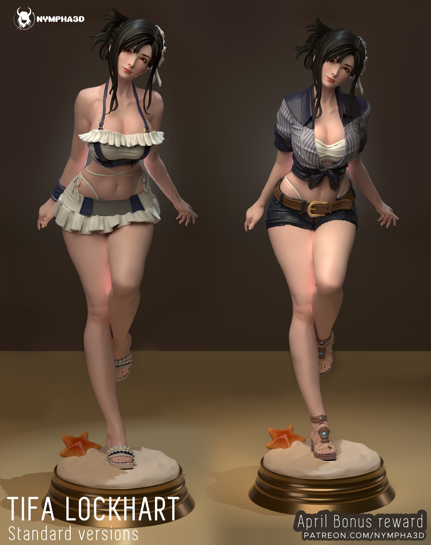 《最终幻想VII》% 蒂法·洛克哈特(多体版) 3D模型Stl文件