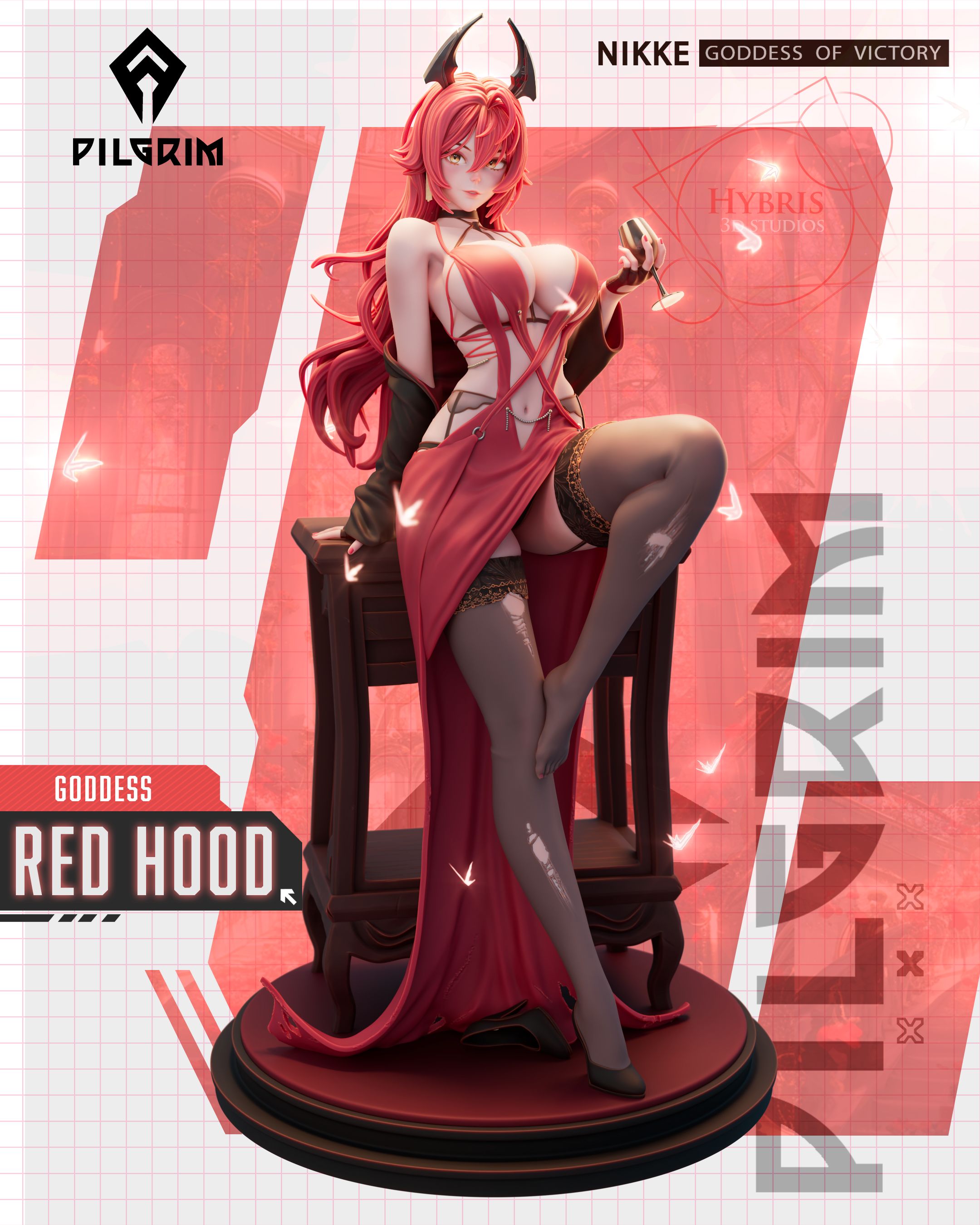 《胜利女神》小红帽(含支撑) Hybris版 已分件 3D模型Stl文件
