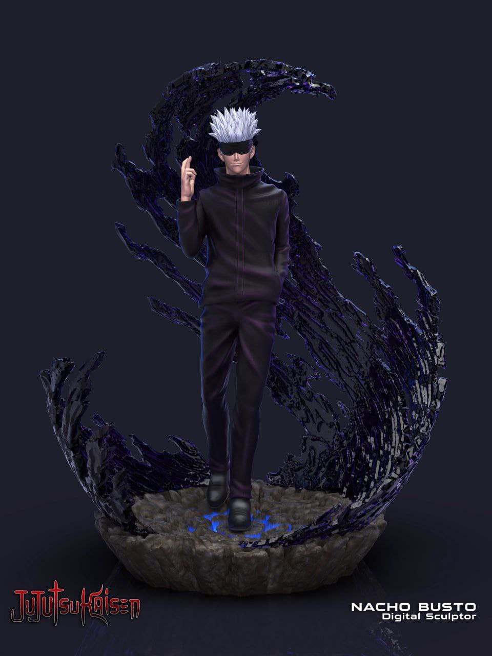《咒术回战》五条悟 站姿版 已分件 3D模型stl文件