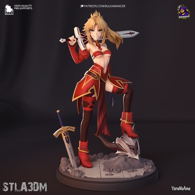 《Fatestay night》莫德雷德扛剑版(含支撑)已分件 3D模型Stl文件