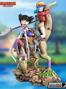 《龙珠》%悟空与布玛(含支撑) Tanuki版 已分件 3D模型Stl文件