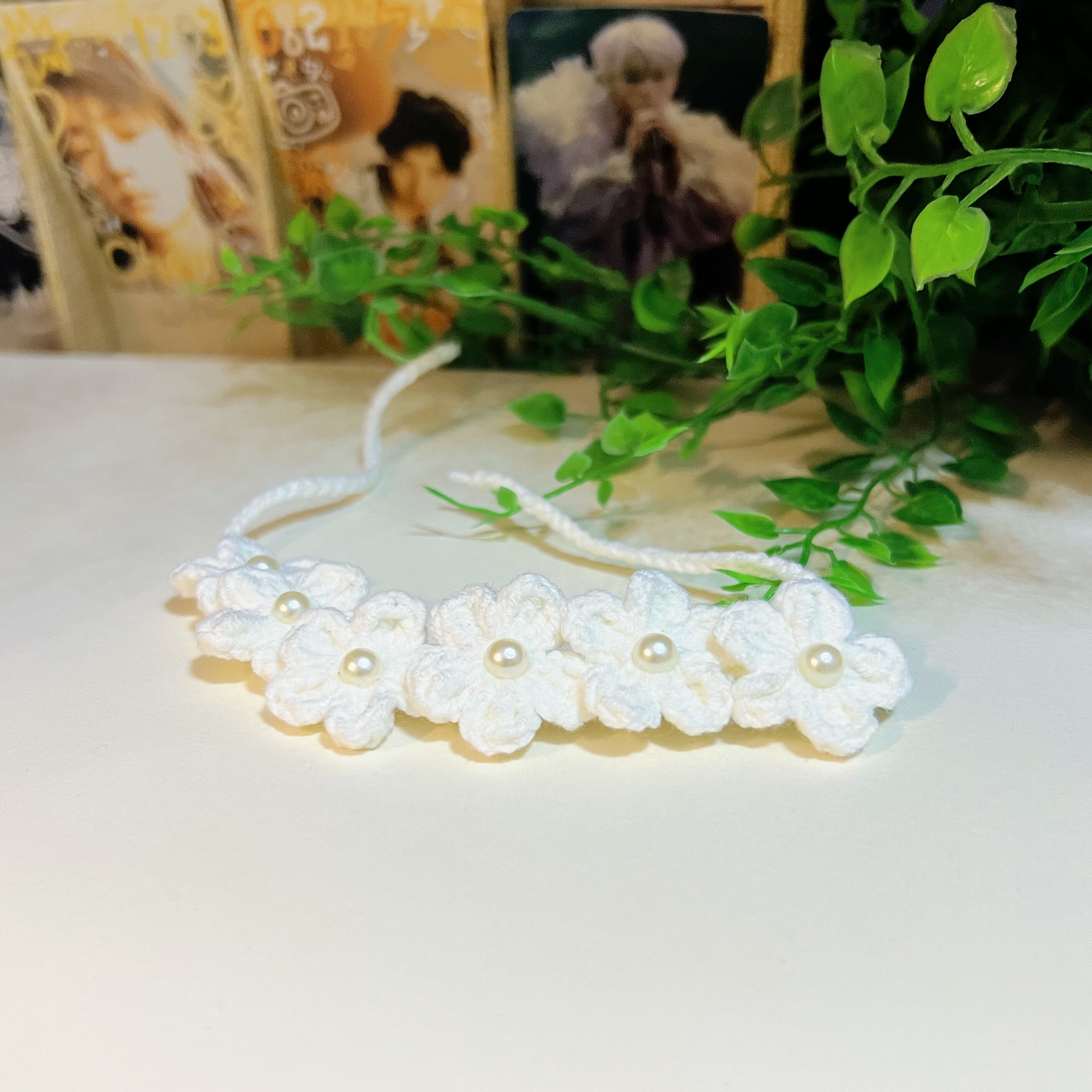 【成品】jelly cat娃娃领结花环毛线钩织小花项链服饰辅料配件