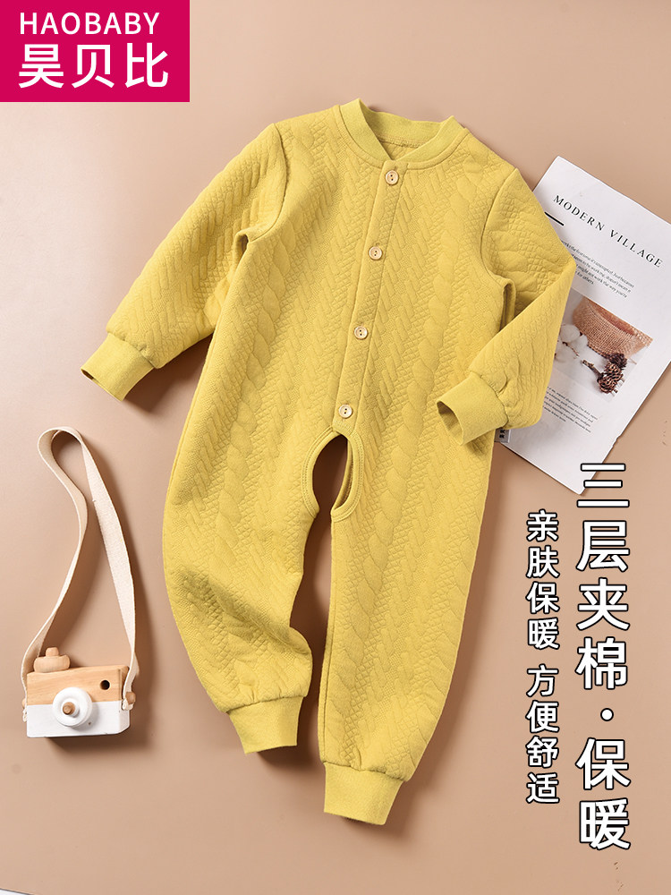 夹棉连体衣加厚款宝宝