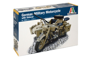 津卫模谷 意大利 ITALERI 7403 1/9德国 摩托车带挎斗 拼装模型