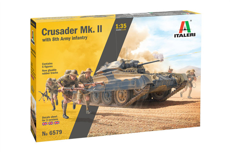 津卫模谷 ITALERI 6579 1/24 十字军 Mk.ll巡洋坦克带第八军步兵