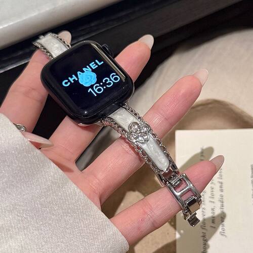 新款蕾丝滴胶四叶草金属表带适用苹果手表iwatchs11代789女se3456
